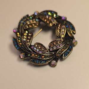 Elegant Gold and Blue Brooch